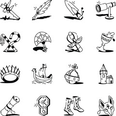 WebSet of Ancient Sketchy Style Icons 
