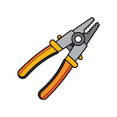 Fototapeta premium Cartoon illustration of combination pliers with orange handles