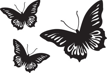 Obraz premium Butterfly tattoo Silhouette black design vector.