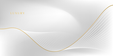 Obraz premium Minimalist grey and white abstract background with luxurious wavy lines pattern. Suitable for posters, banners, awards, advertisements, brochures, flyers, websites.