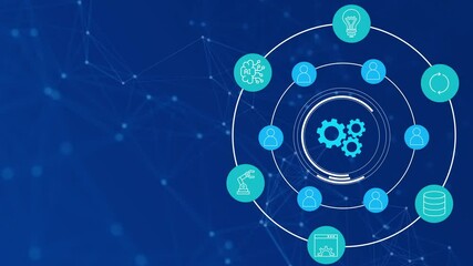 Animation of technology and business process Hyperautomation with digital interface icons
 - Powered by Adobe