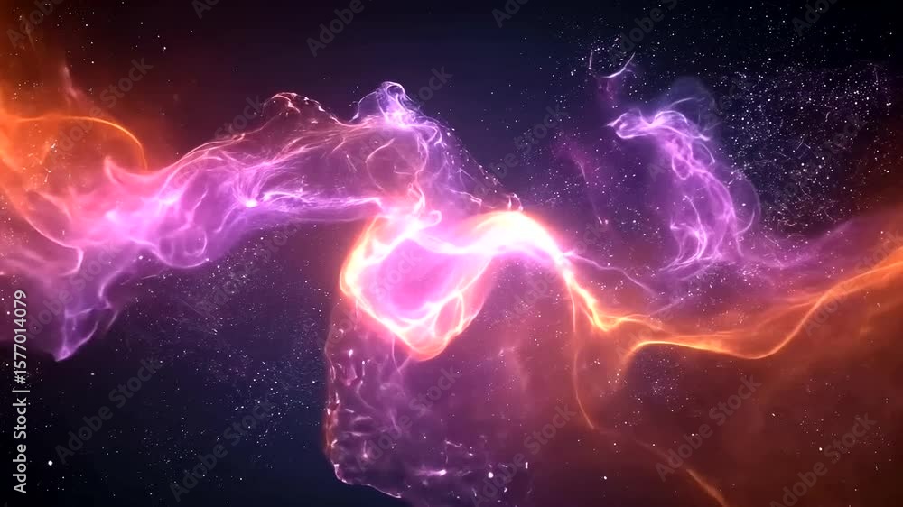 Poster abstract nebula cloud wave background animation with space particles and galaxy effect