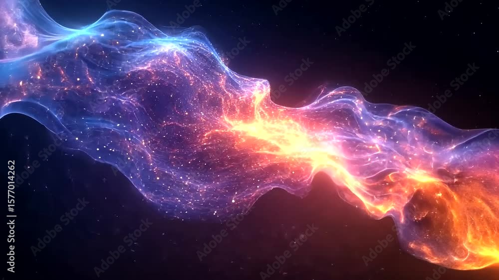Poster abstract nebula space background animation with stars and colorful energy waves