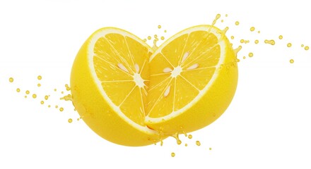 Fresh lemon slices with juice splash