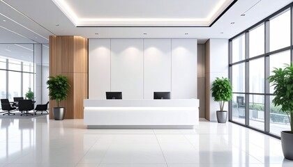 Modern office lobby reception area
