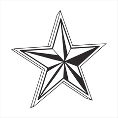Decorative Geometric Star Vector in Black and White