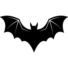 Black bat flying with wings spread wide silhouette