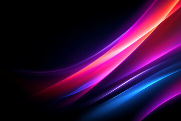 Fototapeta premium Abstract Dynamic Neon Swirls: Vibrant Pink, Purple, and Blue Glowing Lines on Black Background.