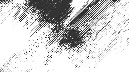 Abstract black and white textured background with diagonal lines and dots grunge