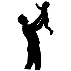 Father lifting baby joyfully vector