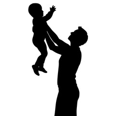 Parent lifting baby joyfully silhouette