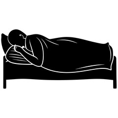 Person sleeping peacefully on a bed pillow blanket