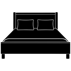 Simple black double bed with pillows bedroom furniture