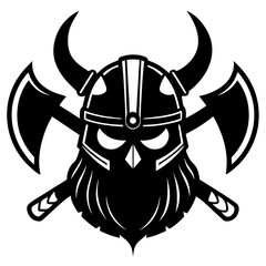 Viking helmet and axes crossed warrior
