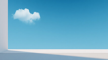 Modern Architectural Frame with Single Cloud in Sky