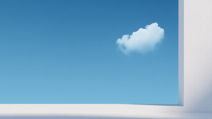Modern Architectural Frame with Single Cloud in Sky