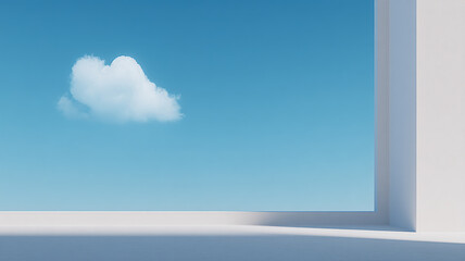 Modern Architectural Frame with Single Cloud in Sky