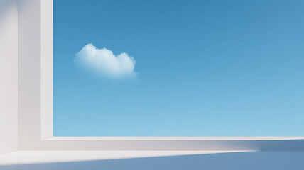 Modern Architectural Frame with Single Cloud in Sky