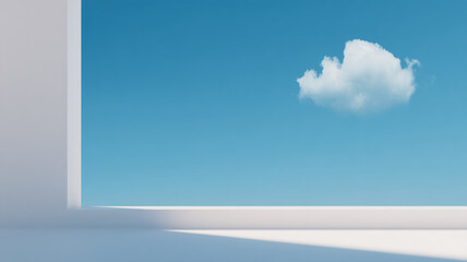 Modern Architectural Frame with Single Cloud in Sky