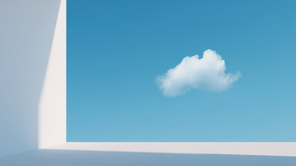 Modern Architectural Frame with Single Cloud in Sky
