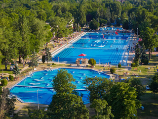 Hungary, Budapest, Margit island, Palatinus Strand beach is a very popular recreation place for tourists and citizens.