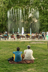 Hungary, Budapest, Margit sziget. Famous sight the Music fountain on Margaret Island