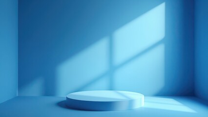 blue stage with spotlight