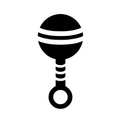 Baby Rattle Silhouette Icon – Minimalist Black SVG Clipart