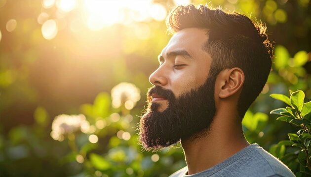 Peaceful man in nature