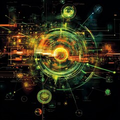 Obraz premium Abstract technological illustration showing digital networks and futuristic elements for a modern design concept.