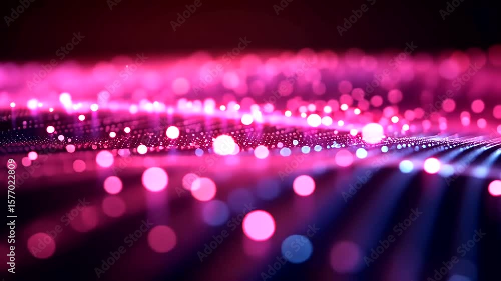 Poster abstract pink and blue bokeh lights with sparkling particle effects background