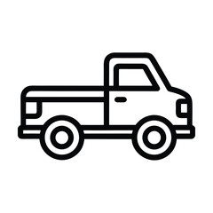 Pickup Truck Outline Vector Illustration
