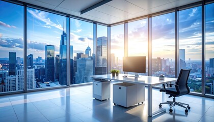 Modern office with city view