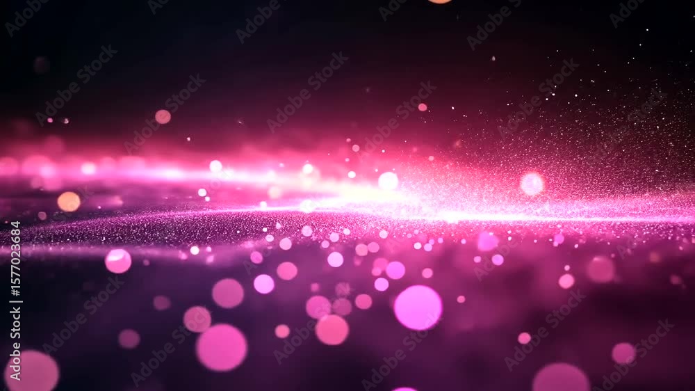 Aufkleber abstract pink bokeh particles with light and bokeh lights background motion