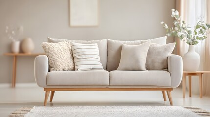 Blurred Modern Living Room with Neutral Tones and Soft Ambient Lighting