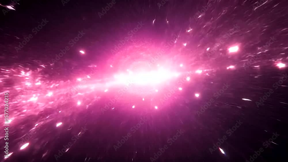 Poster abstract pink galaxy explosion effect animation background with shining particles