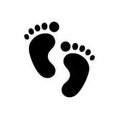 Baby Footprints Silhouette Icon – Minimalist Black SVG Clipart