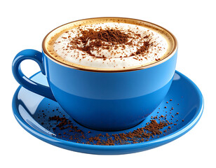 Obraz premium 3D Render of Rustic Enamel Coffee Cup with Creamy Cappuccino Foam, isolated on transparent background PNG 