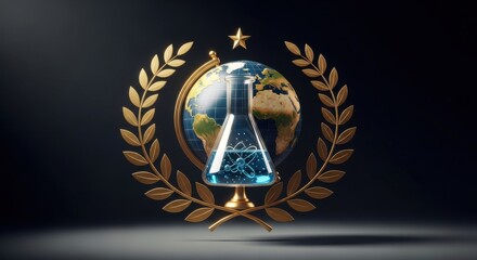 Global Scientific Achievement Award Emblem Showcasing Innovation and Discovery