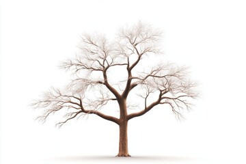Obraz premium Frost-covered barren winter tree in a minimalist landscape gigapixel quality nature photography serene environment isolated viewpoint