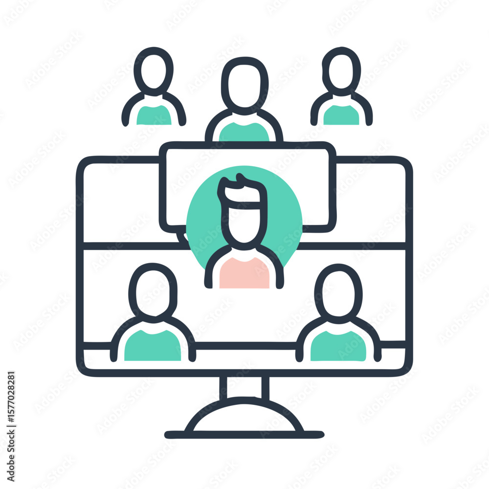 Poster online meeting with multiple participants on a computer screen