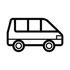Minivan Outlined In Bold Vector Illustration