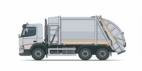 Fototapeta premium Modern Garbage Truck Vector Illustration with Clean Lines
