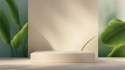 Modern Botanical Scene and Minimalist Interior Wall