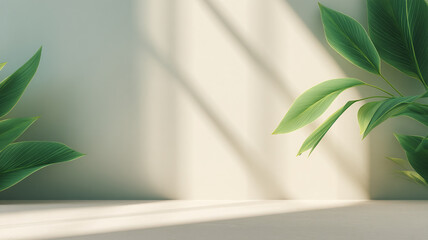 Modern Botanical Scene and Minimalist Interior Wall