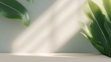 Modern Botanical Scene and Minimalist Interior Wall
