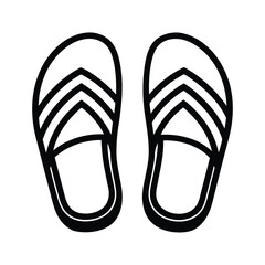 Pair Of Sandals Outline Vector Illustration