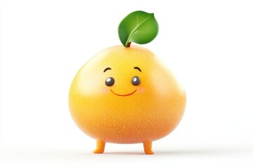 Loquat isolated in 3d cartoon character on white background