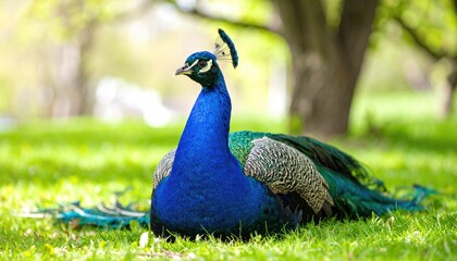 Obraz premium Peacock resting in a park