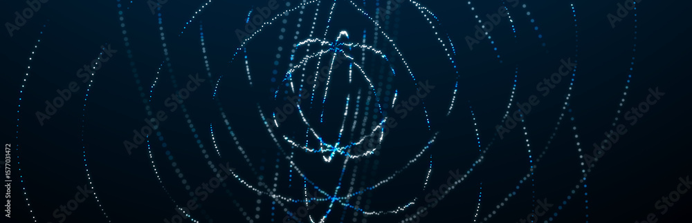 Poster abstract 3d illustration with cells of viruses, bacteria on dark background. background with dots an